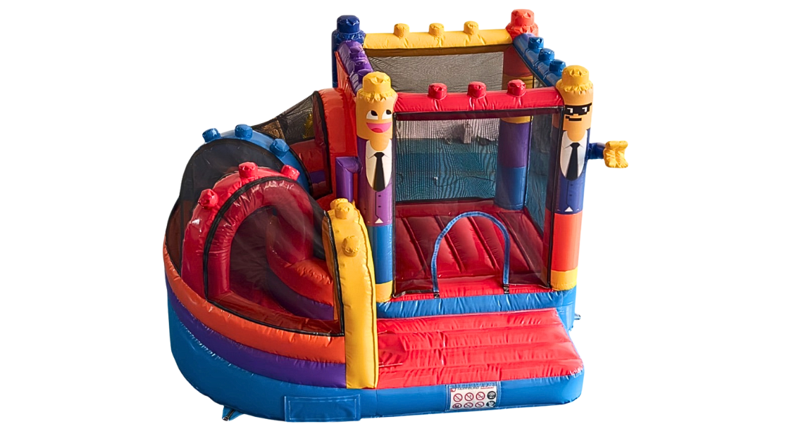 Hüpfburg "Bausteine" mit Rutsche - auch für Innenbereich geeignet